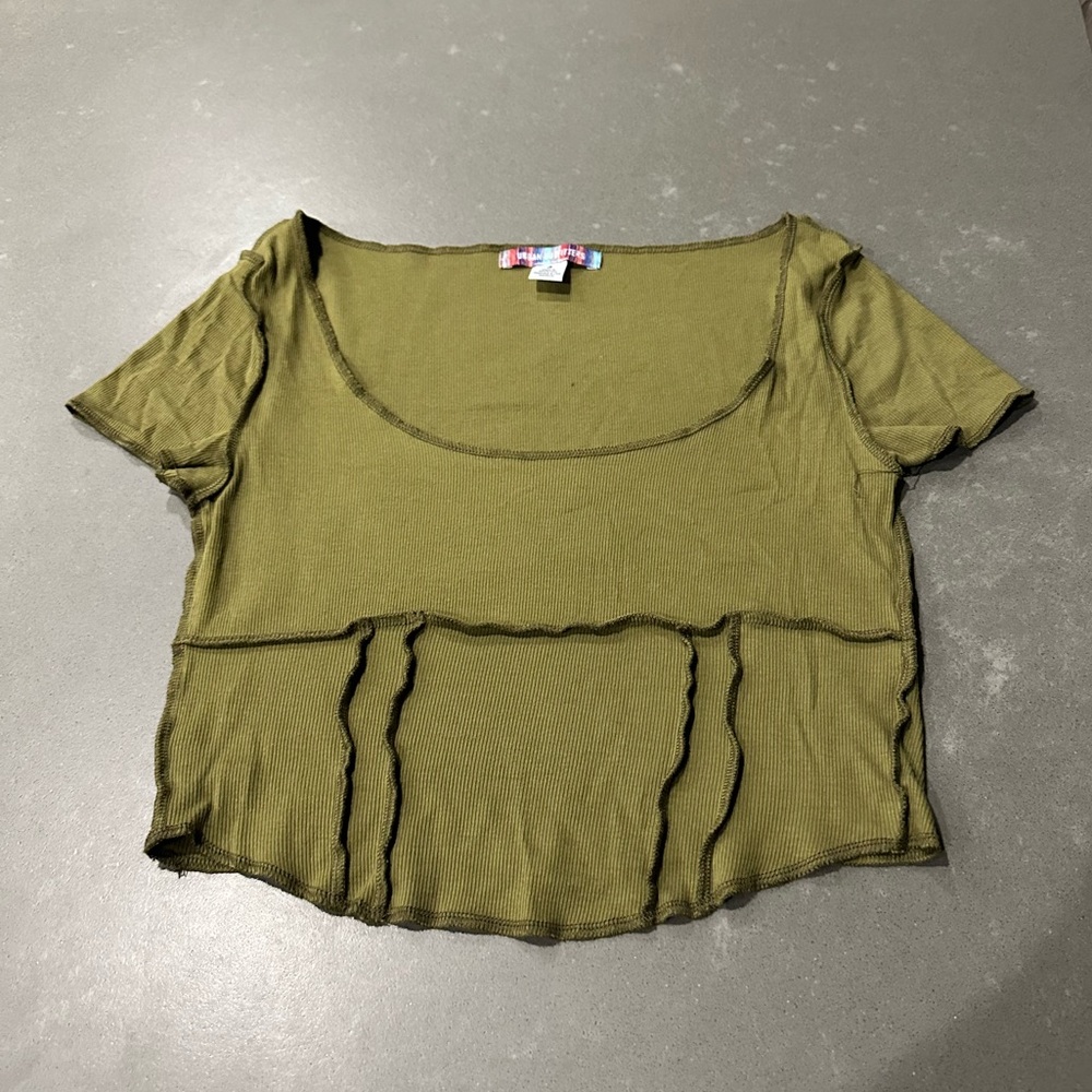 Green Urban Outfitters Wide Neck Crop Top